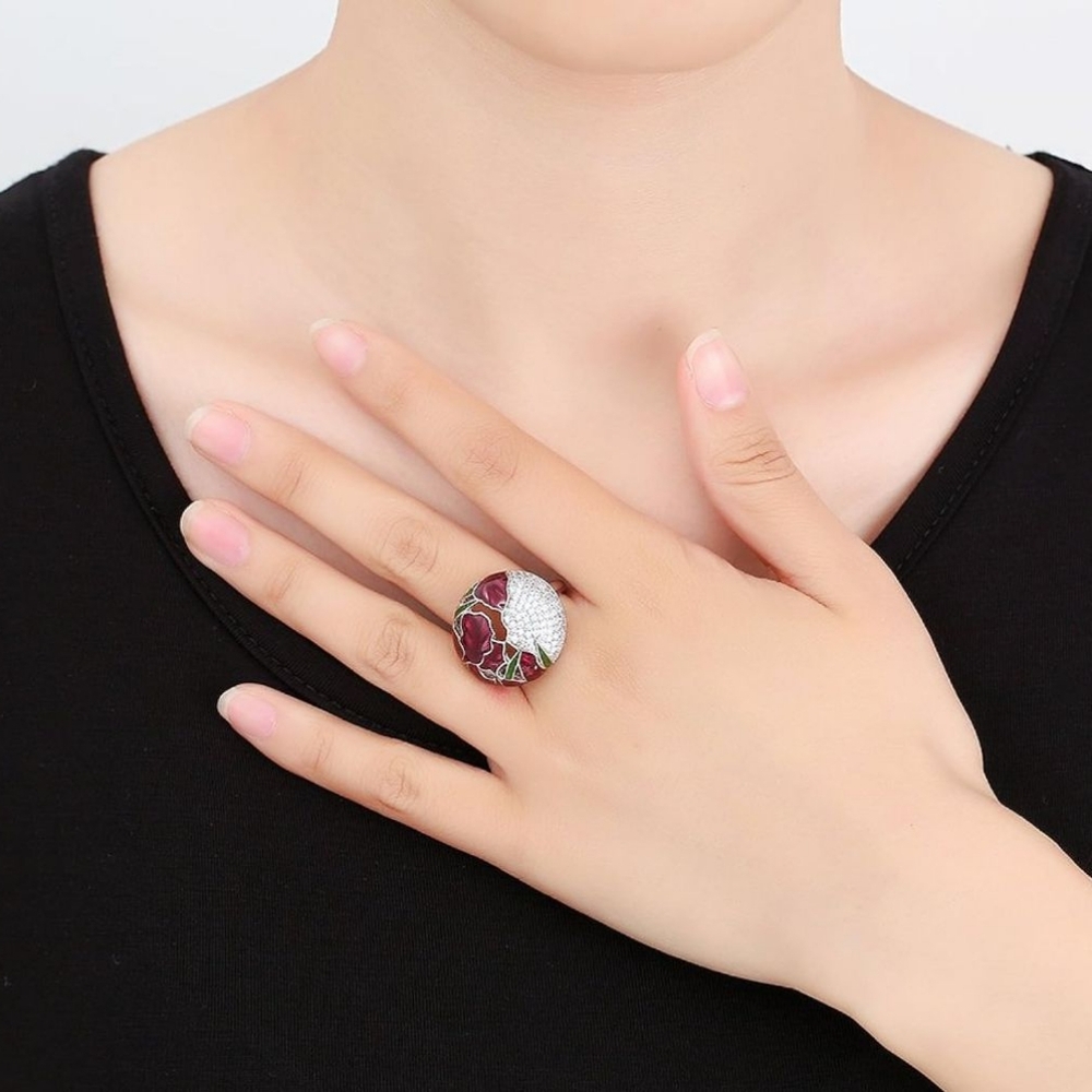 Enamel Statement Ring - image 3